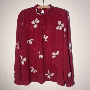 Vintage Koret Red Long Sleeve Blouse Size 14/16